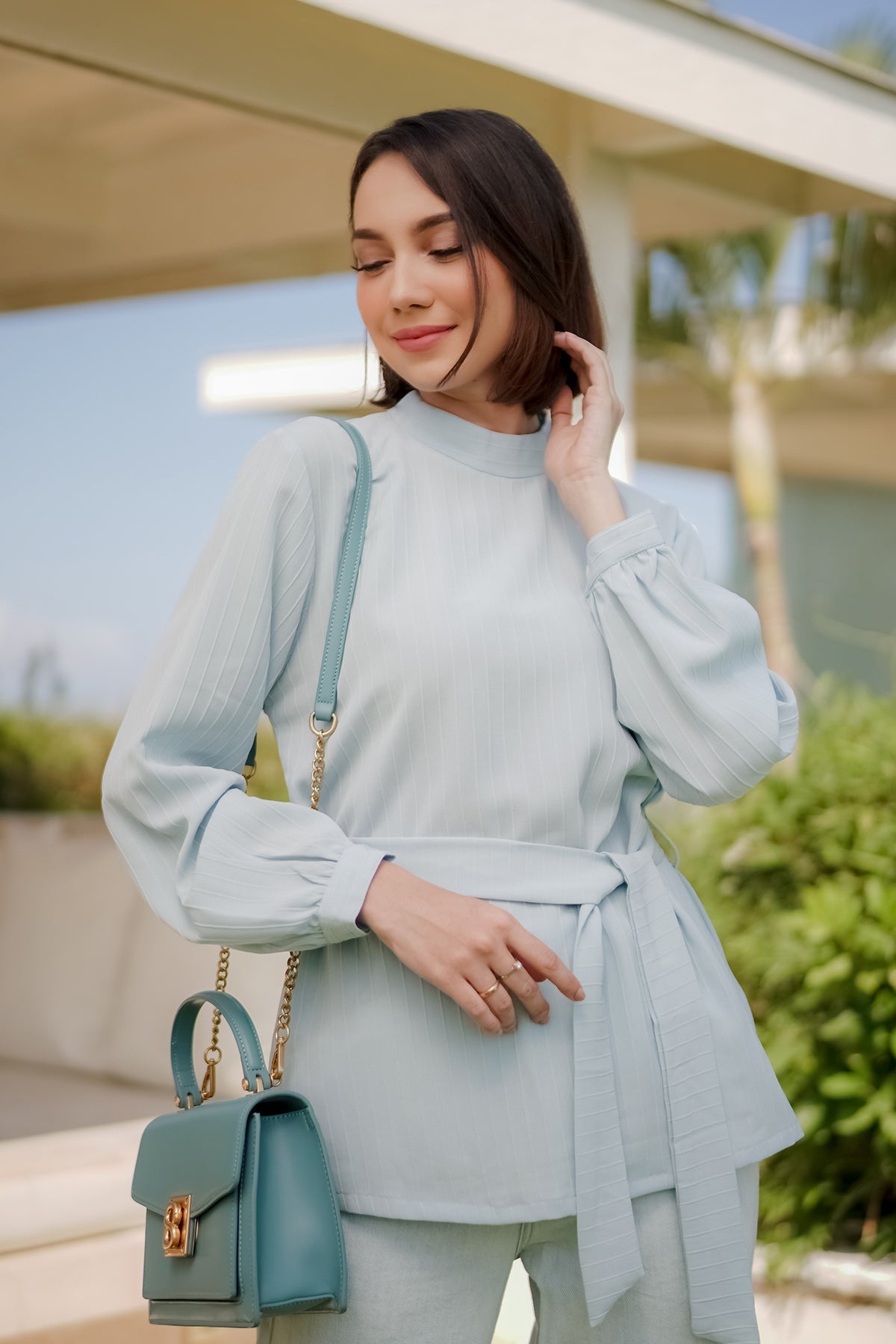 Serie Blouse with Tie - Blue