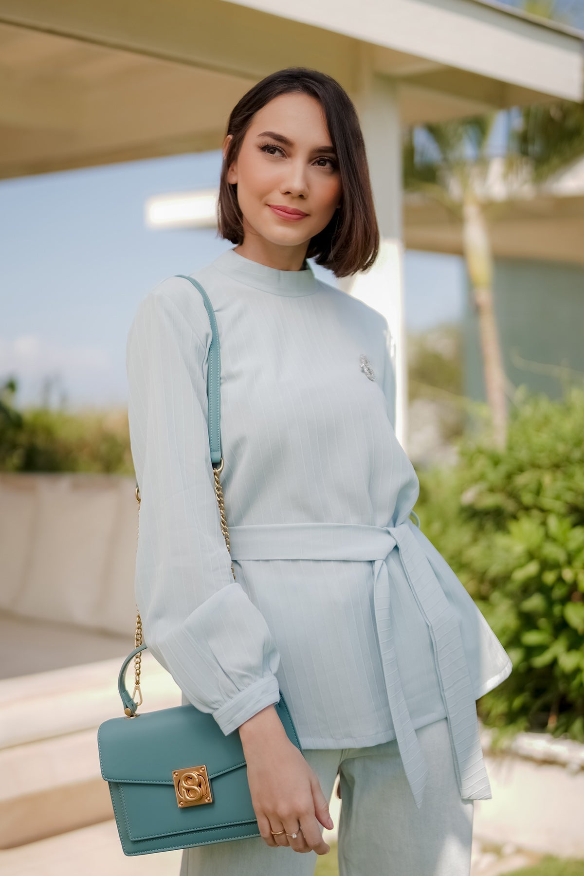 Serie Blouse with Tie - Blue