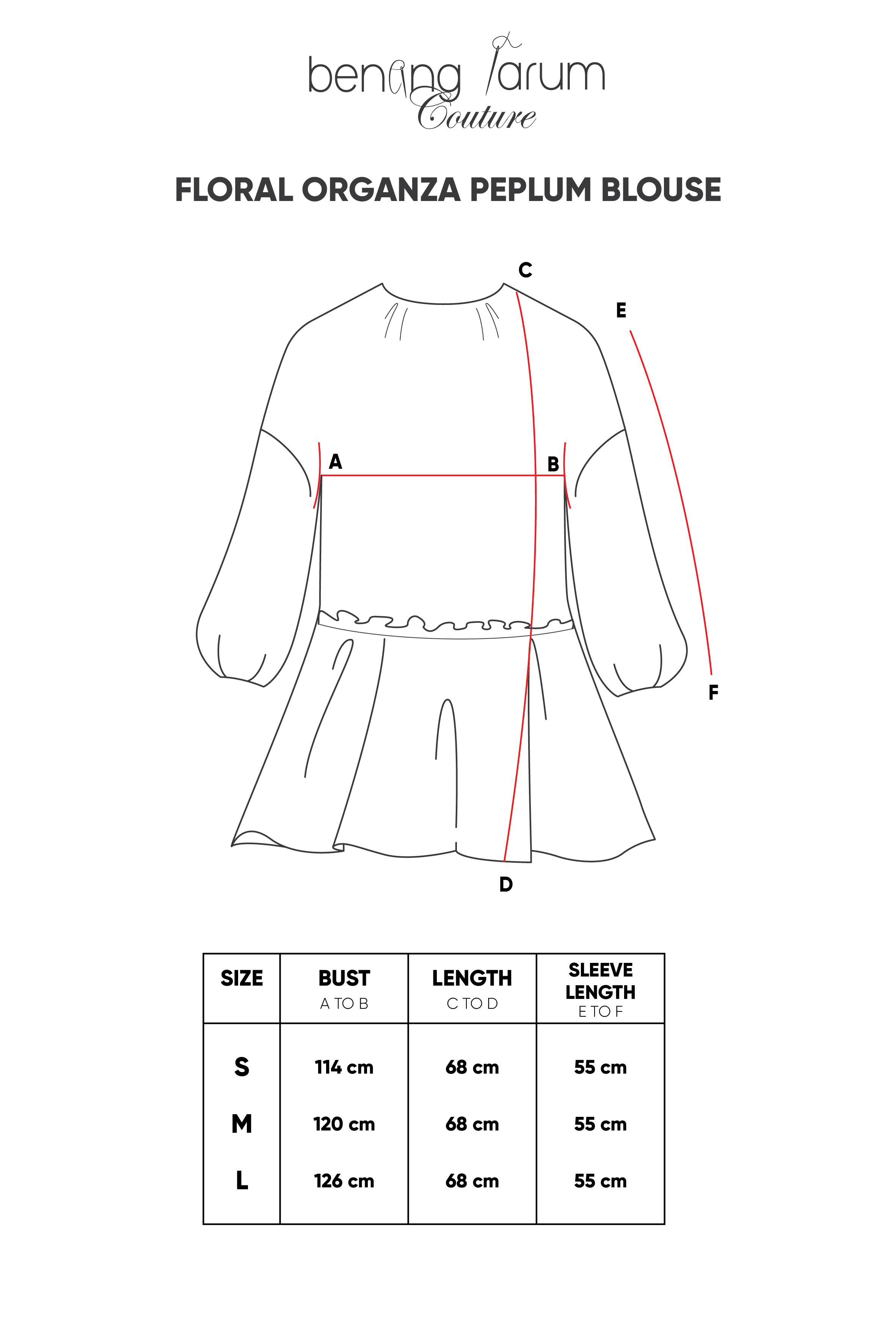 Floral Organza Peplum Blouse - Red