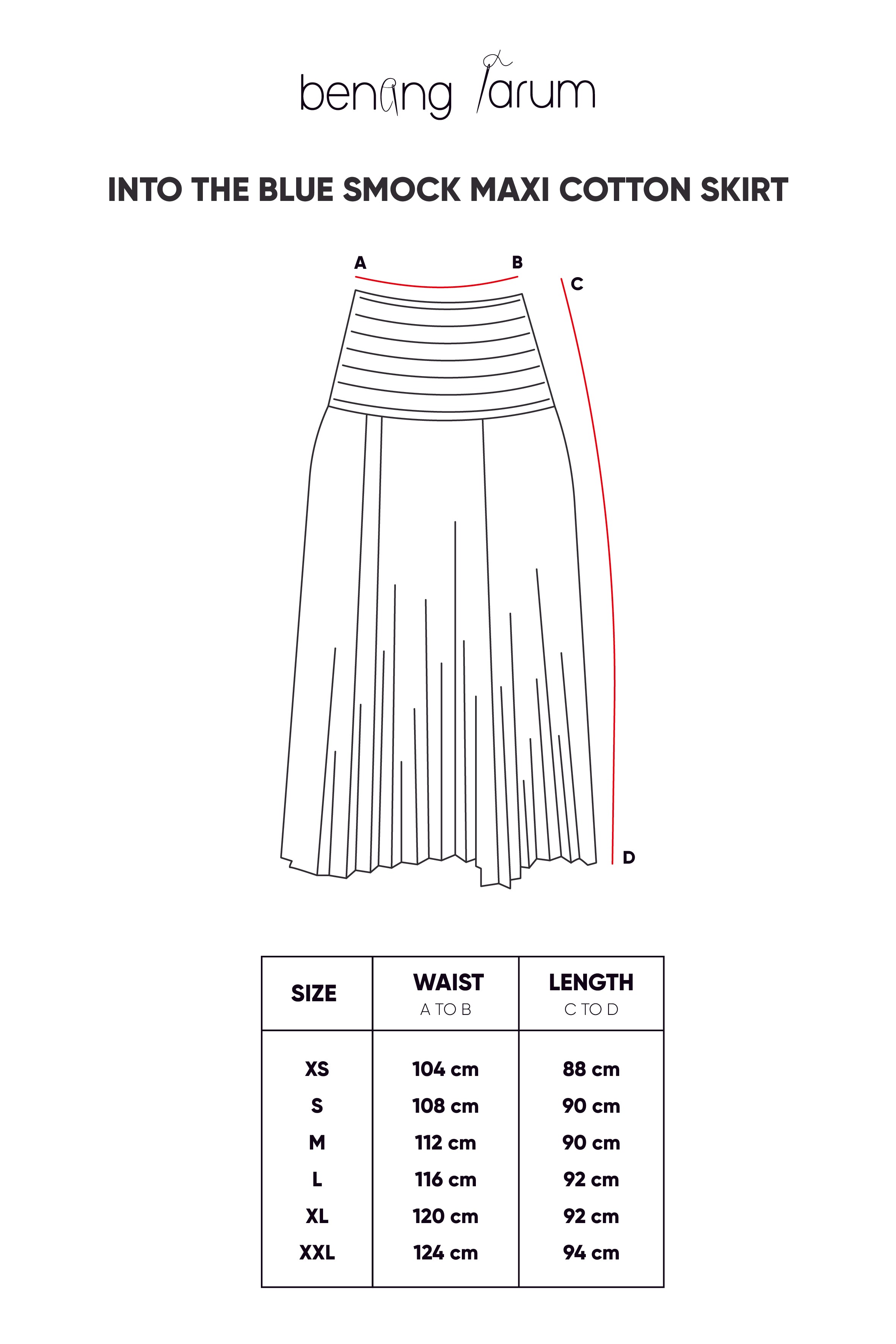 Into The Blue Smock Maxi Cotton Skirt - Blue Leaf