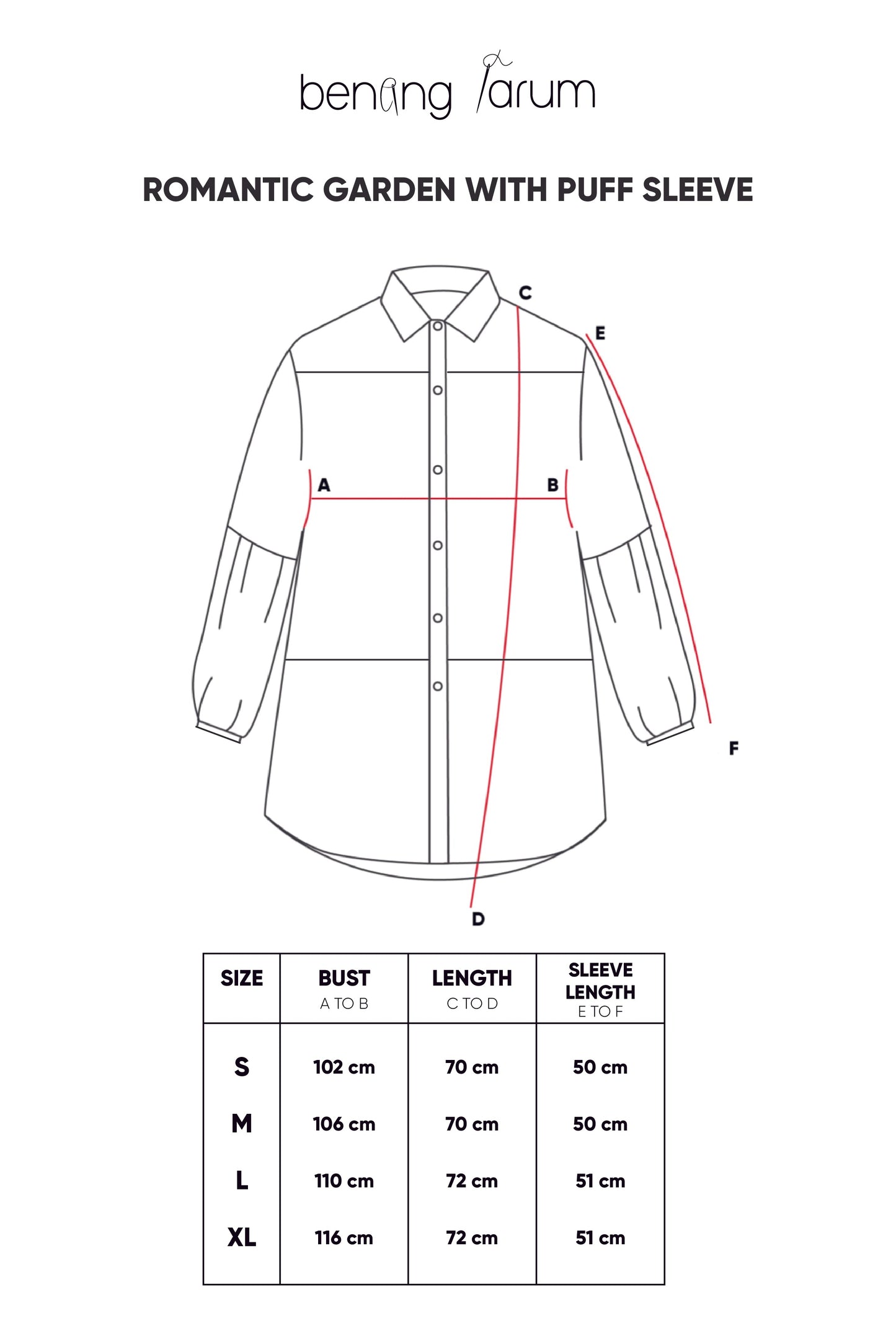 Romantic Garden Shirt with Puff Sleeve - Blue