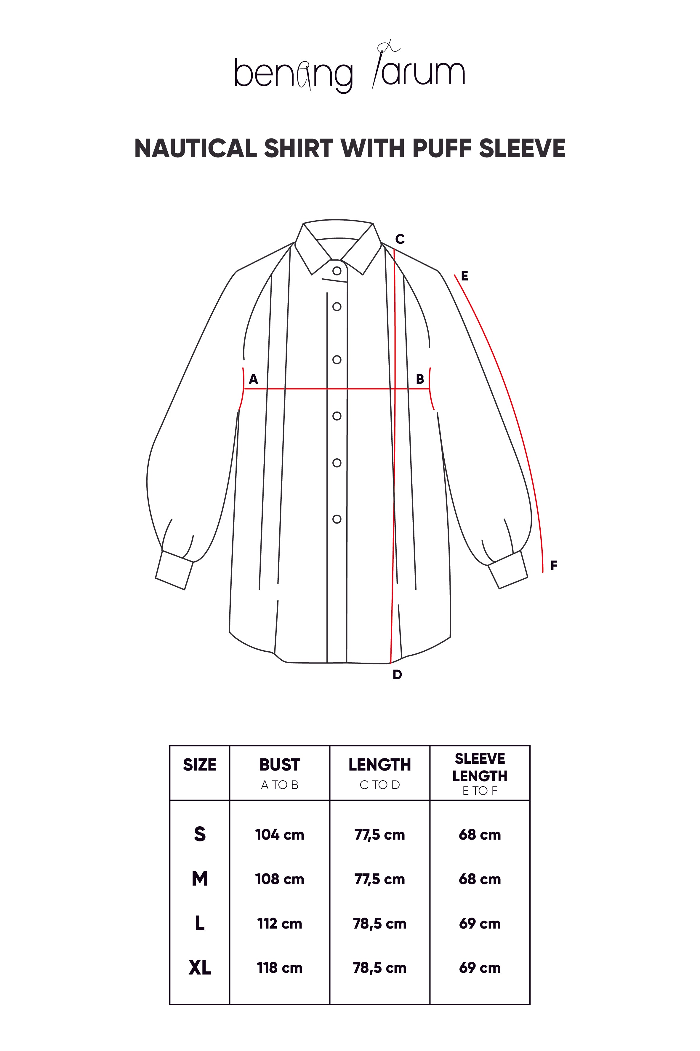 Nautical Shirt with Puff Sleeve - White