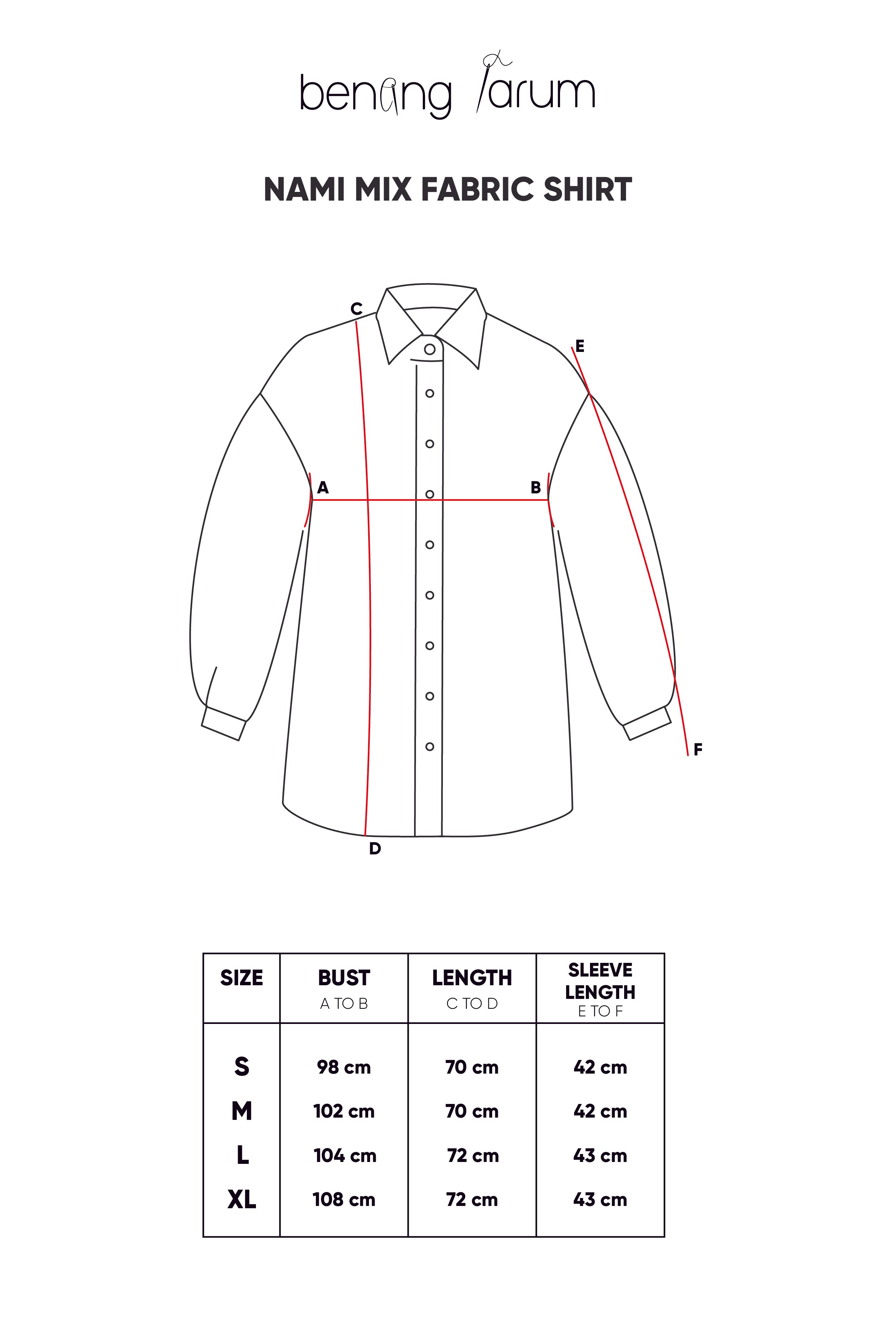 Nami Mix Fabric Shirt - Red